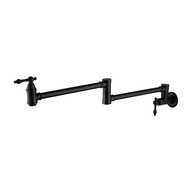 Wall Mounted Pot Filler in Matte Black With 2 Lever Valve