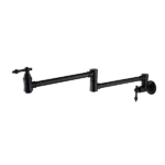 Wall Mounted Pot Filler in Matte Black With 2 Lever Valve