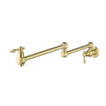 Wall Mount Two Handle Swivel Spout  Kitchen Pot Filler in Brushed Gold