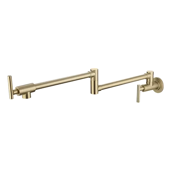 Kitchen Wall Mounted Pot Filler Kitchen Faucet With Brushed Gold Finish