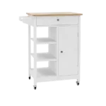 Kitchen island rolling trolley cart with towel rack rubber wood table top