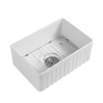 30 in. Single Bowl Farmhouse Kitchen Sink with Grid and Strainer