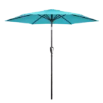 Patio Sun Umbrella With Push Button Tilt And Crank Beach Umbrella Outdoor Furnitures in Blue Color