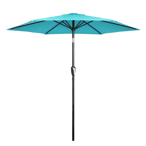 Patio Sun Umbrella With Push Button Tilt And Crank Beach Umbrella Outdoor Furnitures in Blue Color