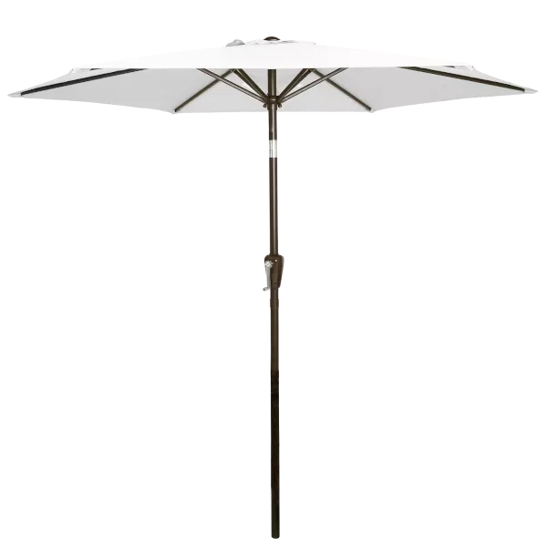 Patio Sun Umbrella With Push Button Tilt And Crank Beach Umbrella Outdoor Furnitures in Gray Color
