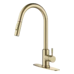 One Handle  Gold  Kitchen Faucet With Pull Down Sprayhead