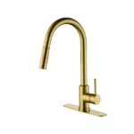 Single Handle Kitchen Faucet With Pull Down Sprayer in Gold