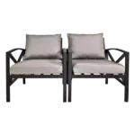 2 PCS Outdoor Contemporary Sofa in Black With Stylish Design, Easy Assembly, Premium Comfort