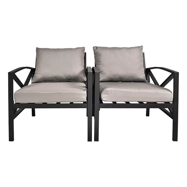 2 PCS Outdoor Contemporary Sofa in Black With Stylish Design, Easy Assembly, Premium Comfort