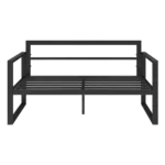 2-Seat All-Weather Outdoor Black Couch Chair with Gray Cushions