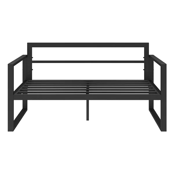 2-Seat All-Weather Outdoor Black Couch Chair with Gray Cushions