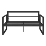 2-Seat All-Weather Outdoor Black Couch Chair with Gray Cushions