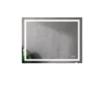 48" W Rectangular Bathroom mirror with LED lights and adjustable buttons in Silver