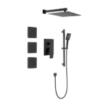 Shower System with Shower Head, Hand Shower, Slide Bar, Bodysprays, Shower Arm, Hose, Valve Trim, and Lever Handles