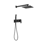 Brass Matte Black Shower Faucet Set Shower System 10 Inch Rainfall Shower Head with Handheld Sprayer Bathroom Luxury Rain Mixer Combo Set, Rough-in Valve Included