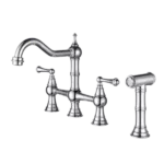 Bridge Dual Handles Kitchen Faucet With Pull-Out Side Spray
