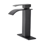 Waterfall Spout Bathroom Faucet, Single Handle Bathroom Vanity Sink Faucet