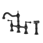 Bridge Dual Handles Kitchen Faucet With Pull-Out Side Spray