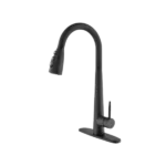 Black Kitchen Faucets with Pull Down Sprayer, Kitchen Sink Faucet with Pull Out Sprayer, Fingerprint Resistant, Single Hole Deck Mount, Single Handle Copper Kitchen Faucet, Matte Black
