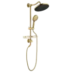 ShowerSpas Shower System, with 10" Rain Showerhead, 4-Function Hand Shower, Adjustable Slide Bar and Soap Dish, Matte Black Finish