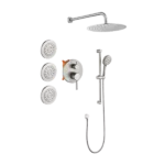 Shower System with Shower Head, Hand Shower, Slide Bar, Body sprays, Shower Arm, Hose, Valve Trim, and Lever Handles