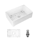 30 inch Apron-front Ceramic Reversible Single Bowl Kitchen Farm Sinks in White