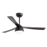 52 in. LED Indoor 3-Color Dimmable 6 Speed Black Smart Ceiling Fan with Remote Control 3 Blade
