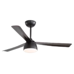 52 in. LED Indoor 3-Color Dimmable 6 Speed Black Smart Ceiling Fan with Remote Control 3 Blade