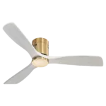 Fan Diameter 52 in. Ceiling Fan Gold Indoor Low Profile Reversible Motor 3 Solid Wood Blades Noiseless Smart with Remote