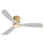 Fan Diameter 52 in. Ceiling Fan Gold Indoor Low Profile Reversible Motor 3 Solid Wood Blades Noiseless Smart with Remote