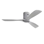 52 Inch Flush Mount Ceiling Fan DC 3 Carved Wood Fan Blade Noiseless Reversible Motor Remote Control Without Light
