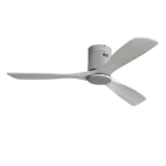 52 Inch Flush Mount Ceiling Fan DC 3 Carved Wood Fan Blade Noiseless Reversible Motor Remote Control Without Light
