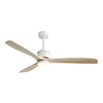 52 in. Indoor/Outdoor Wood White Ceiling Fan with Light and 6 Speed Remote Control