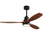 52 in. Indoor/Outdoor Wood Black Ceiling Fan with Light and Remote Control