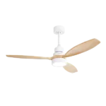 52 in. with LED Light Indoor/Outdoor White Ceiling Fan Wood and Remote Control