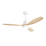52 in. with LED Light Indoor/Outdoor White Ceiling Fan Wood and Remote Control