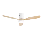 52 in. Integrated LED Indoor/Outdoor Wood White Flush Mount Ceiling Fan with Light and Remote Control