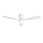 52 in. Integrated LED Indoor/Outdoor Wood White Flush Mount Ceiling Fan with Light and Remote Control