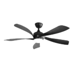 52 in. Indoor/Outdoor 5 Blades Black Downrod Ceiling Fan with Led Lights and 6 Speed DC Remote-Morden, Farmhouse