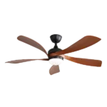 52 in. Indoor/Outdoor 5 Blades Black Downrod Ceiling Fan with Led Lights and 6 Speed DC Remote-Morden, Farmhouse