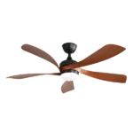 52 in. Indoor/Outdoor 5 Blades Black Downrod Ceiling Fan with Led Lights and 6 Speed DC Remote-Morden, Farmhouse