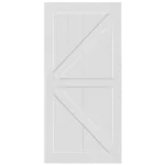 ELF 24" x 84" "K" Style Real Primed Door Slab + 6.6FT Barn Door Sliding Hardware + Adjustable Floor Guider + Pull Handle, DIY Unfinished Paneled Door, Modern Interior Barn Door, Moisture-proof
