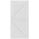 ELF 24" x 84" "K" Style Real Primed Door Slab + 6.6FT Barn Door Sliding Hardware + Adjustable Floor Guider + Pull Handle, DIY Unfinished Paneled Door, Modern Interior Barn Door, Moisture-proof