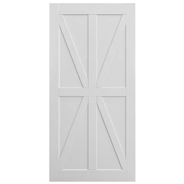 ELF 32" x 80" Star Style Real Primed Door Slab + 6.6FT Barn Door Sliding Hardware + Adjustable Floor Guider + Pull Handle, DIY Unfinished Paneled Door, Modern Interior Barn Door, Moisture-proof
