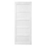 ELF 36" x 80" Five Grid Real Primed Door Slab + 6.6FT Barn Door Sliding Hardware + Adjustable Floor Guider + Pull Handle, DIY Unfinished Paneled Door, Modern Interior Barn Door, Moisture-proof