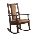 Stylish Brown Fabric Rocking Chair of Wooden Frame And Legs Ideal for Living Room & Bedroom