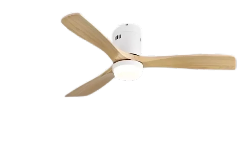 52 Inch Flush Mount Smart Ceiling Fan with Dimmable Led Light, 3 Carved Wood