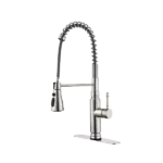 Single Handle Pull Down Sprayer Spring Kitchen Faucet in Brushed Nickel