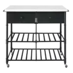 ACME Emery Kitchen Island, White Cultured Stone & Gray Finish
