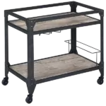 ACME Jorgensen Serving Cart, Rustic Oak & Charcoal